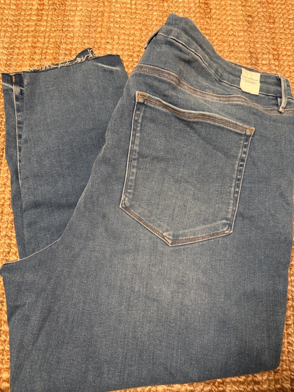 Good American Straight Leg Blue Jeans